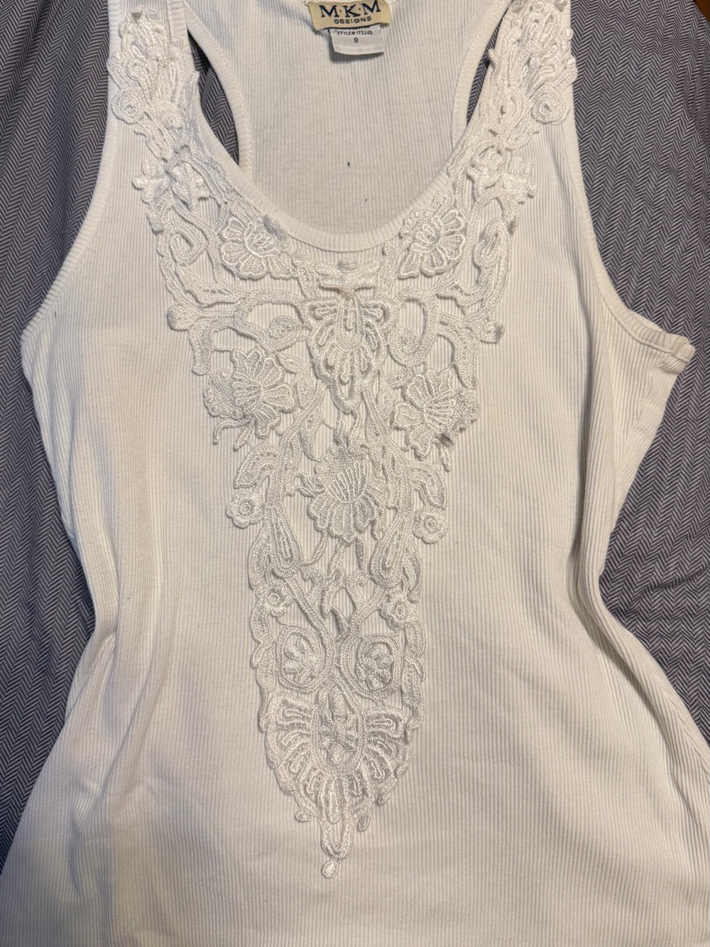 y2k white M.K.M tank top